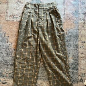 Urban Outfitters Plaid Green and Yellow Trousers
